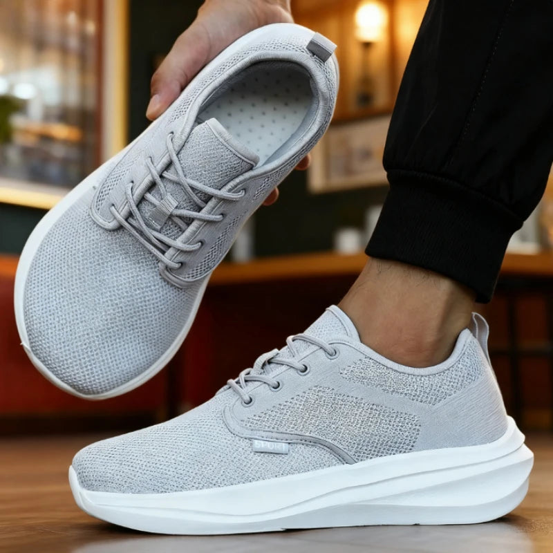 SUENTA Men's Casual Wide Barefoot Shoes - Unisex Minimalist Zero Drop Trail Running & Walking Shoes with Non-Slip Rubber Sole, Breathable Gray