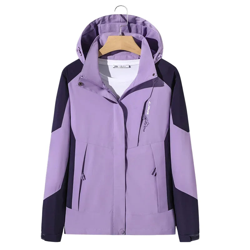 SUENTA Unisex-Skijacke Modische Wandern Skifahren Wind Schützt Lila