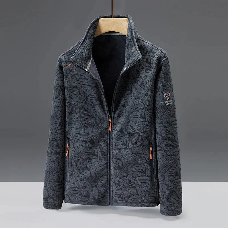 SUENTA Unisex Modische Fleece Jacke Warme Alltag Büro Freizeit Dunkelgrau (Herren)