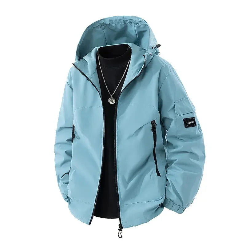SUENTA Herren Winter Skijacke Mit Kapuze Übergröß Lockere Passform Hellblau