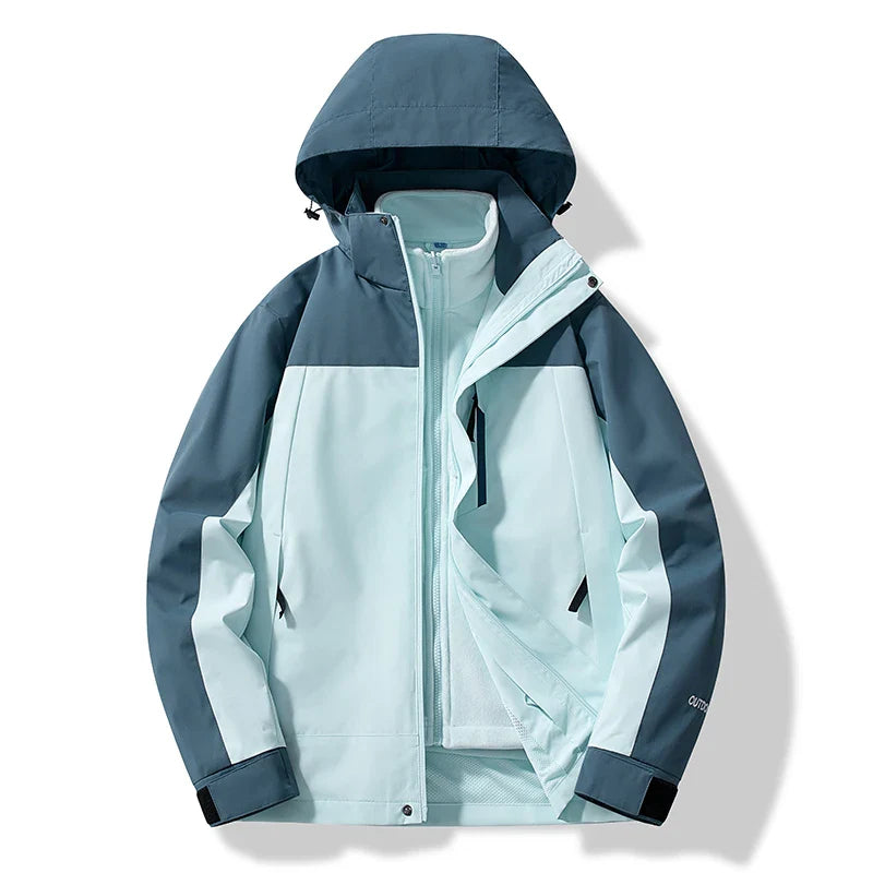 SUENTA Skijacke Herren Und Damen Zweifarbigen Optik Funktionalität Blau