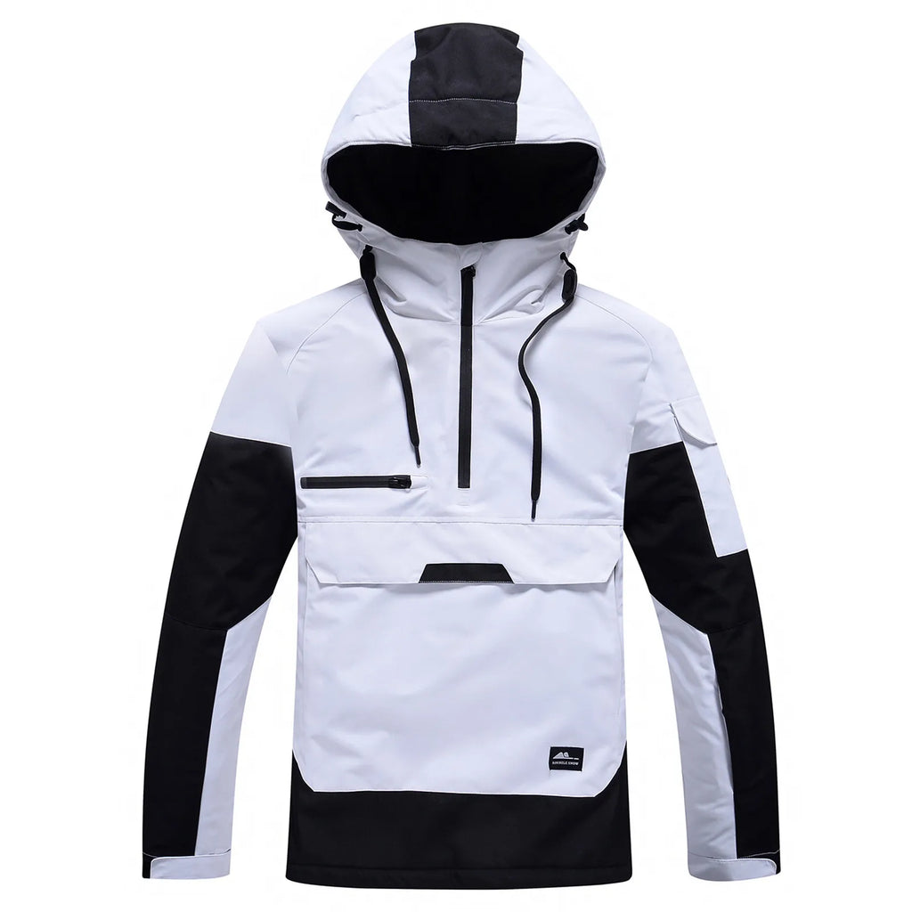 SUENTA Unisex Winter Skijacke Mit Kapuze Vielseitiger Schutz Kälte Weiß