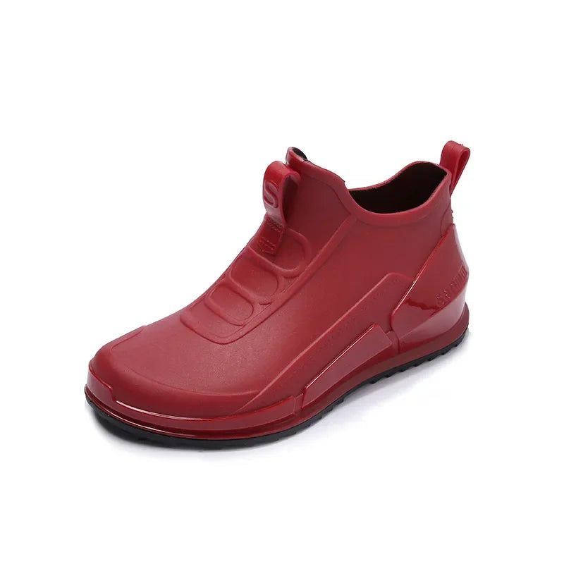 SUENTA Damen Wasserdichte Gummistiefel Reinschlüpfen Trocknen - Winterstiefel Rot