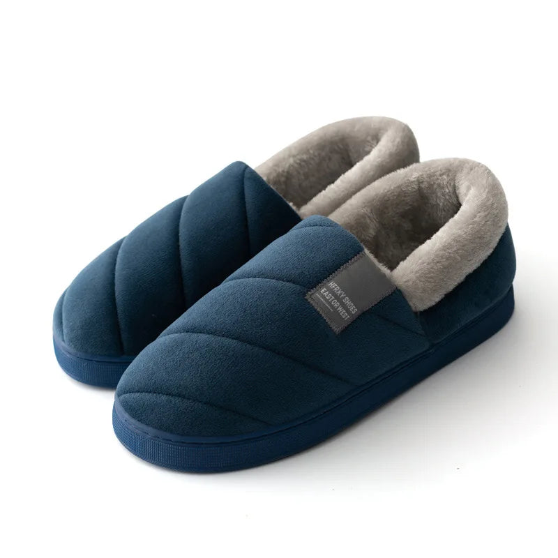 SUENTA Kuschelige Winterhausschuhe für Damen und Herren Bequem Marineblau