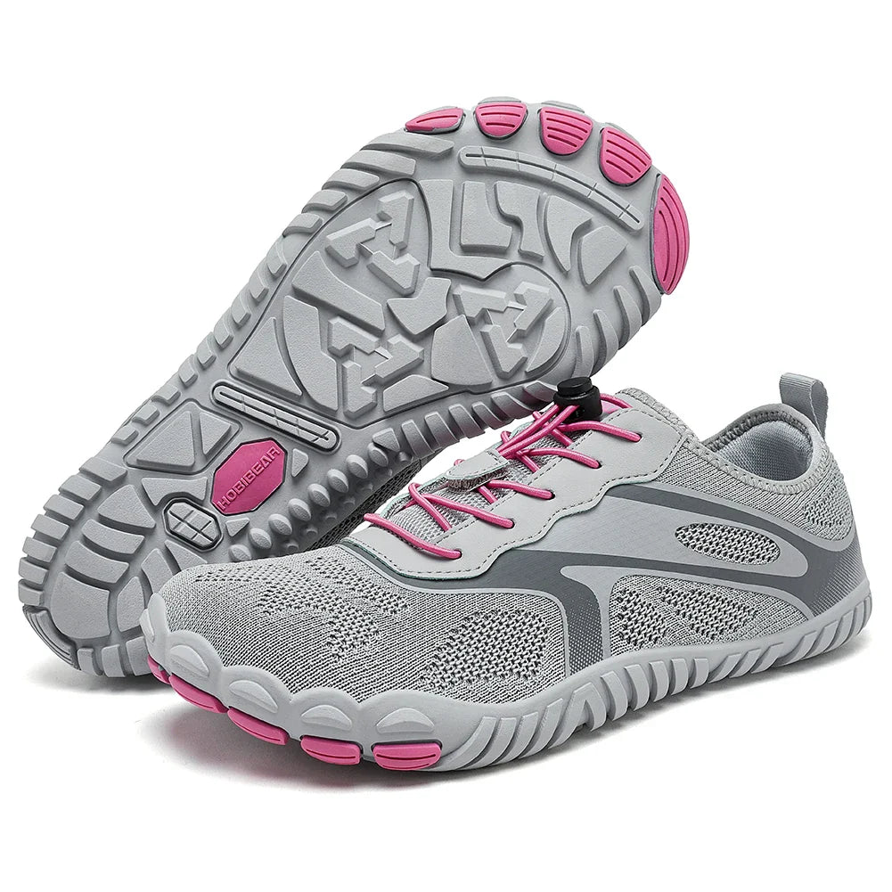 SUENTA Unisex Barfußschuhe Rutschfeste Außensohle Laufen Alltag Hellgrau