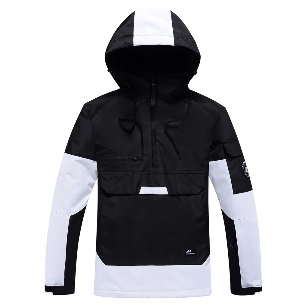 SUENTA Unisex Winter Skijacke Mit Kapuze Vielseitiger Schutz Kälte Schwarz