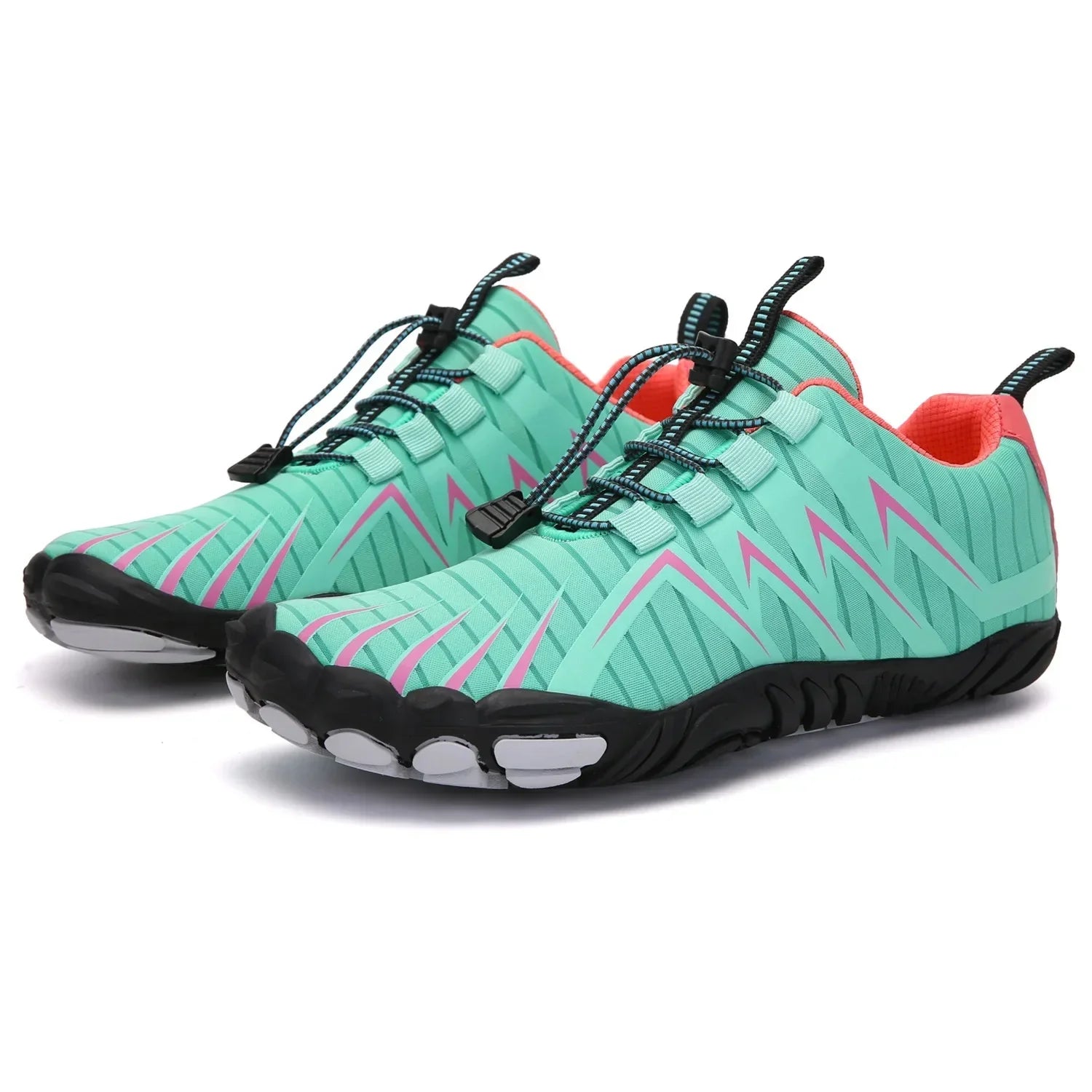 SUENTA Unisex Flache Barfußschuhe Wasserdichte Fünfzehige Aufbau Grün
