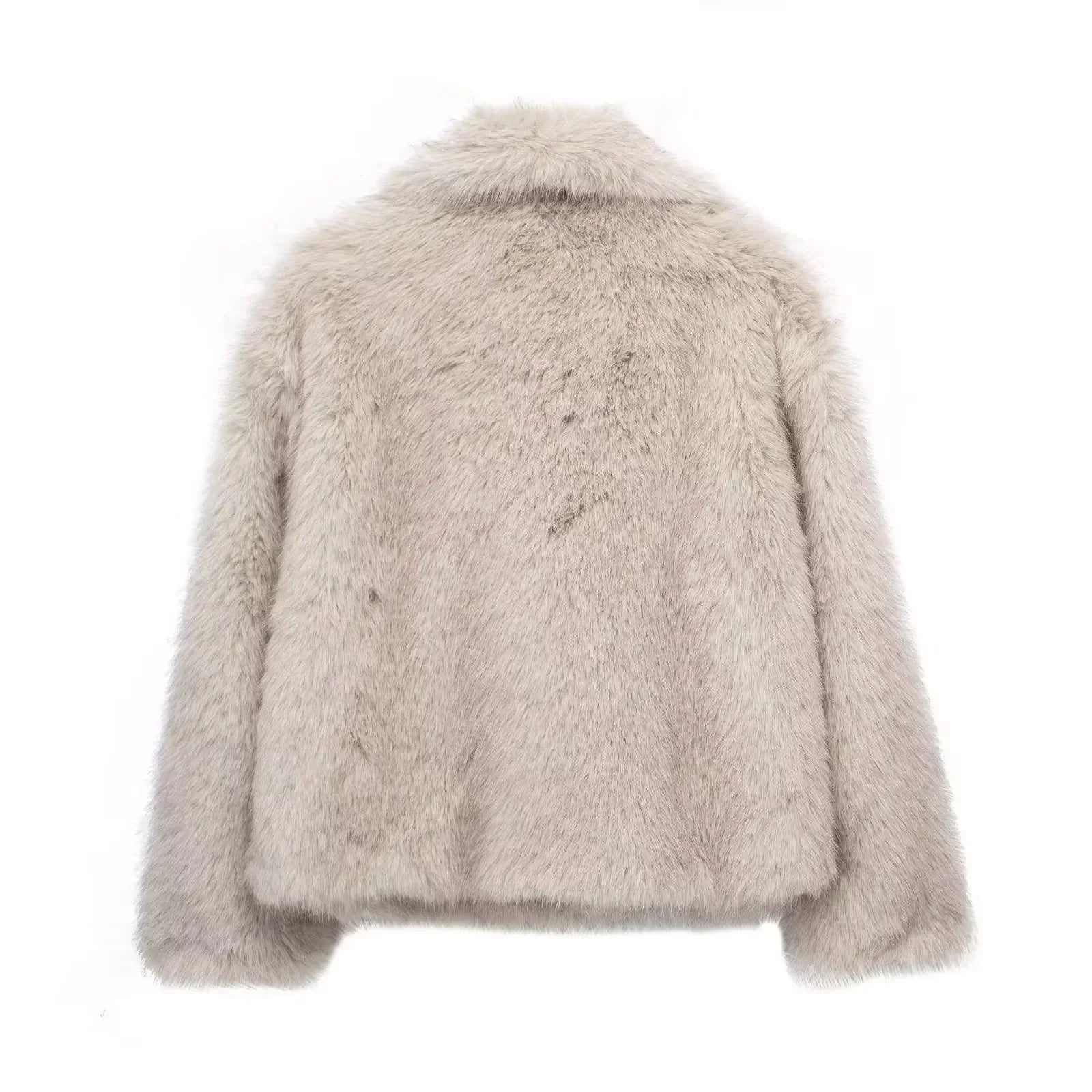 SUENTA Damen Plüsch-Wintermantel aus Kunstfell Wärme Komfort Mantel Beige XS