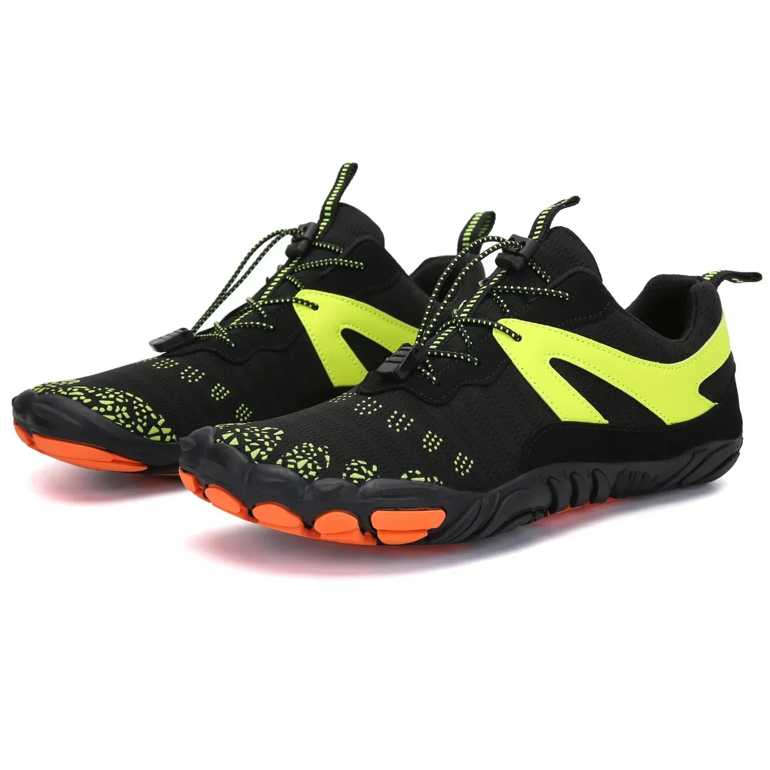 SUENTA Unisex Flache Barfußschuhe Wasserdichte Fünfzehige Aufbau Schwarz Grün