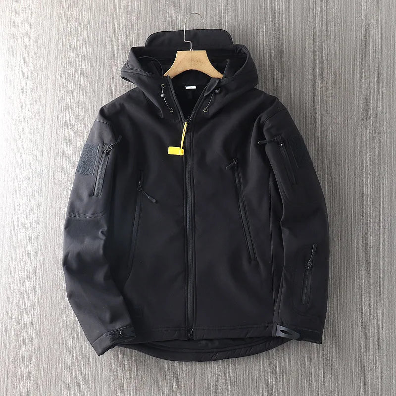 SUENTA Herren Softshelljacke mit Kapuze und Frontreißverschluss Schwarz