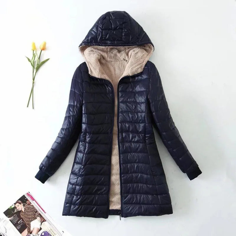SUENTA Santana Damen Fleecejacke - Warm mit Kapuze für den Winter Marineblau