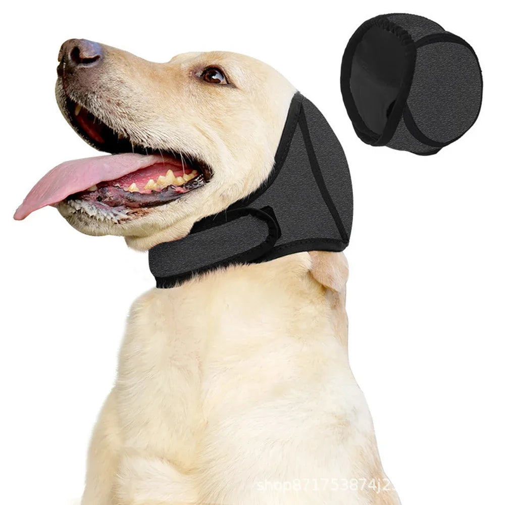 SUENTA Dog Noise Cancelling Ear Muffs & Waterproof Swimming Cap - Soundproof Anxiety Relief Snood, Calming Pet Headgear for Fireworks, Grooming & Thunder