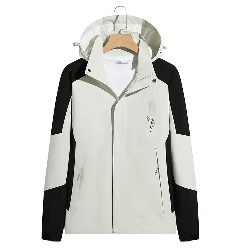 SUENTA Unisex-Skijacke Modische Wandern Skifahren Wind Schützt Weiß Schwarz2