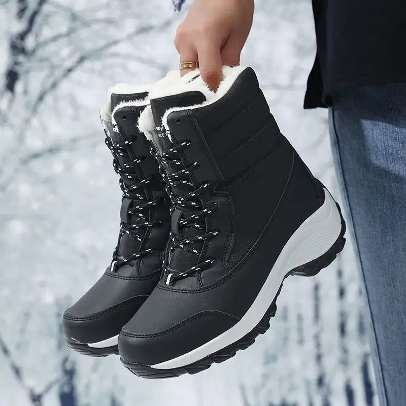 SUENTA Damen Plateau-Schneestiefel Schnürung Hohe Sohle Winteralltag - Winterstiefel