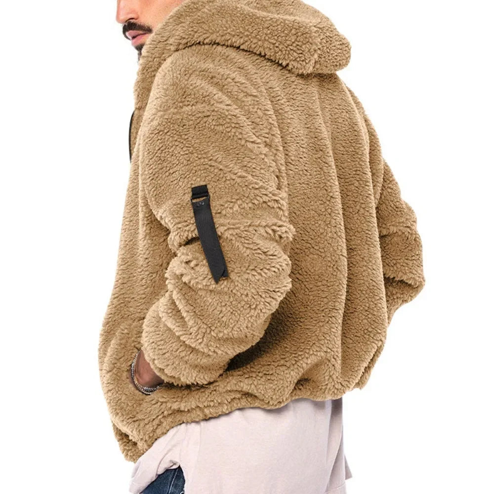 SUENTA Herren Kapuze Fleece Jacke Reißverschluss Taschen Winter