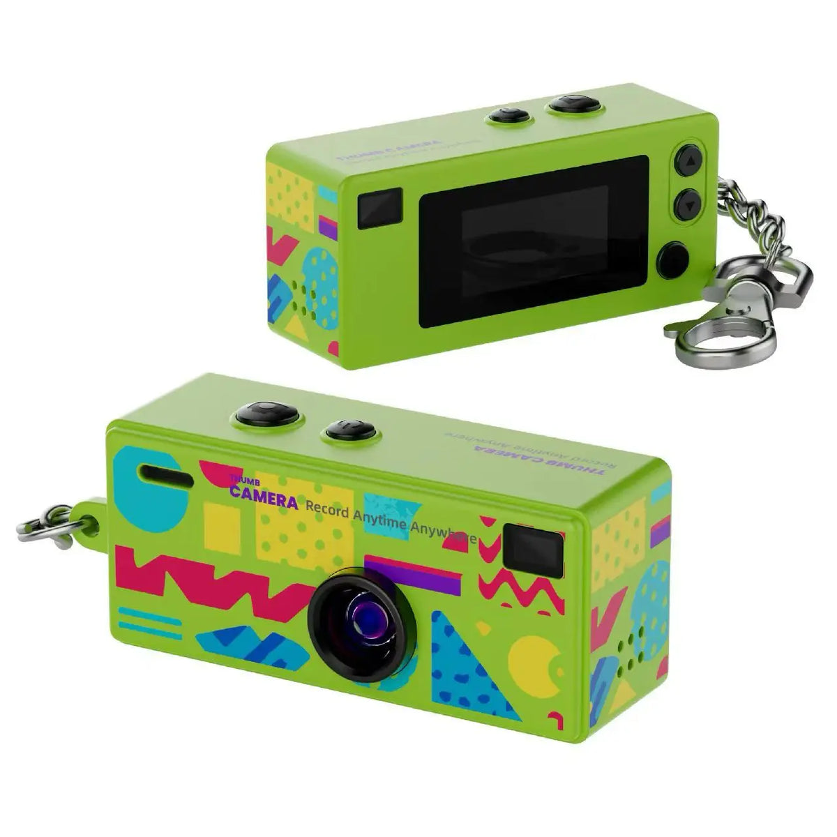 SUENTA Ourlife | Mini Keychain Digital Camera with 0.96 Inch Screen - Retro 1080P Small Camcorder & Pocket Video Recorder with Flash, SD Card Support Cyan