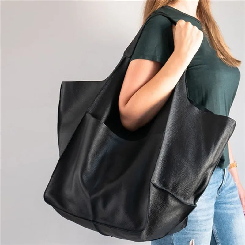 SUENTA Damen Must-Have-Tasche Oversized Tragetasche Alltag Schwarz