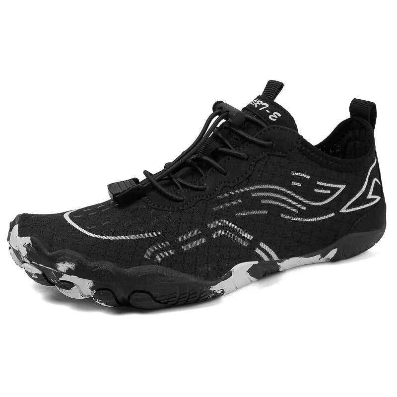 SUENTA Unisex Wasserdichte Barfußschuhe Rutschfeste Sohle Schwarz