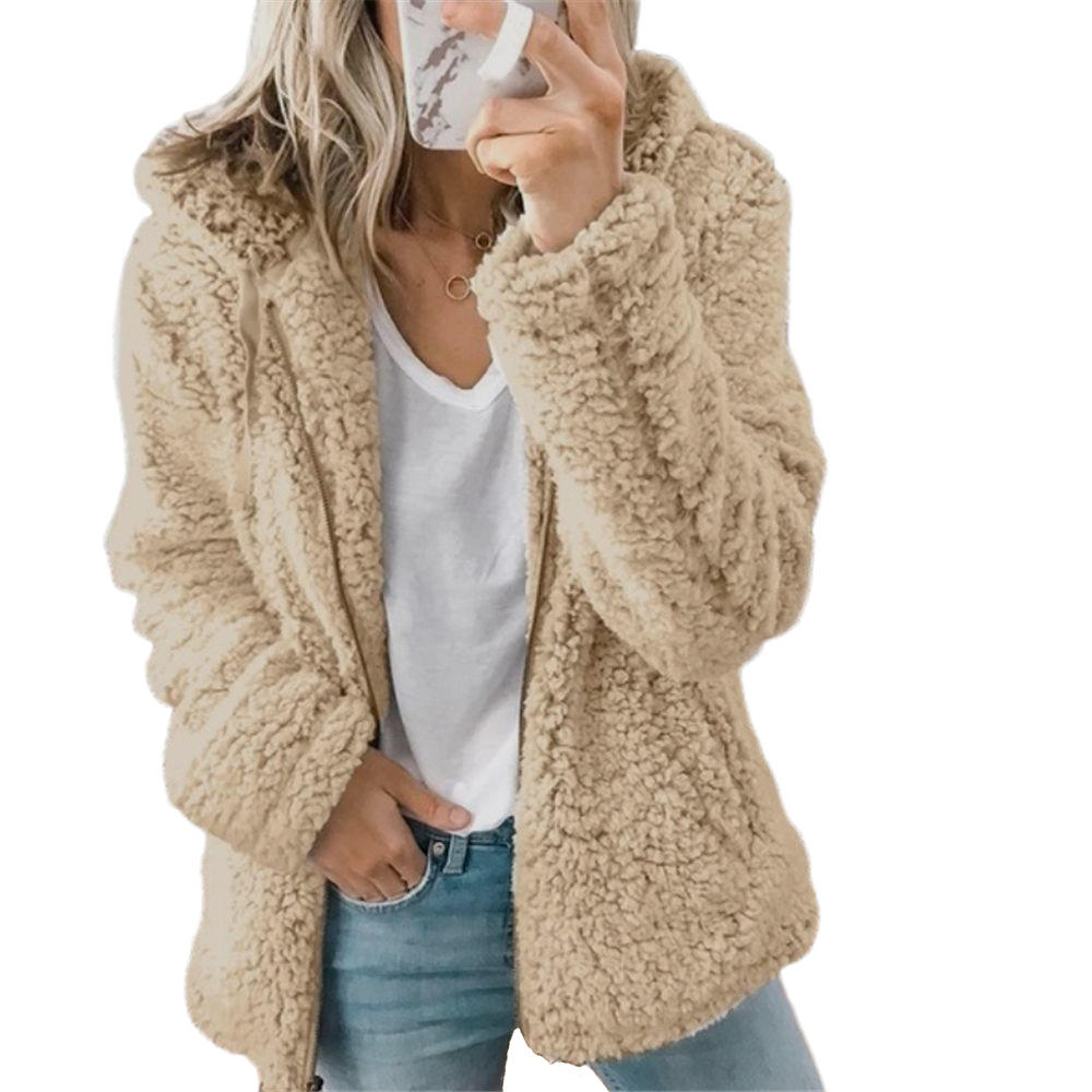 SUENTA Damen Lässiges Kapuze Jacke Warme Lockeren Passform - Winterjacke Damen Khaki