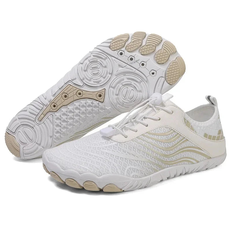 SUENTA Unisex Wasserdicht Barfußschuhe Bewegungsfreiheit Wander Weiße Aprikose