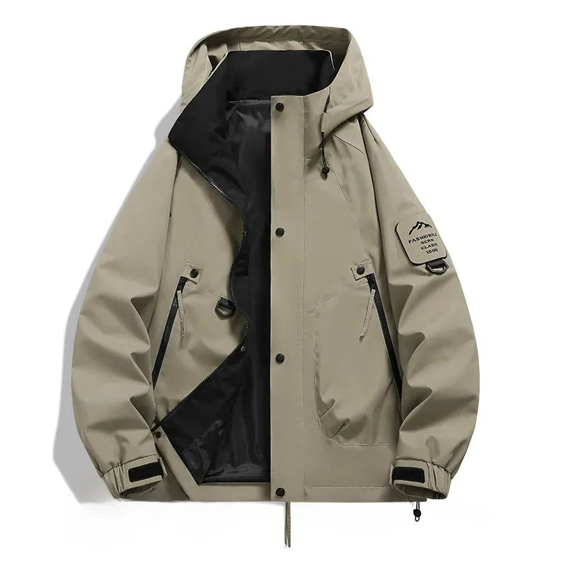 SUENTA Unisex Kapuze Skijacke Mit Langarm Lockere Schnitt Paare Mokka