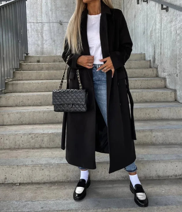 Mechi | Damen Langer Zweireihiger Wintermantel