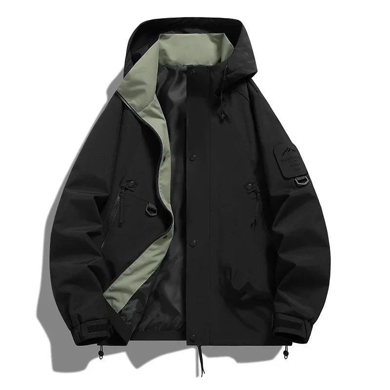 SUENTA Unisex Kapuze Skijacke Mit Langarm Lockere Schnitt Paare Schwarz