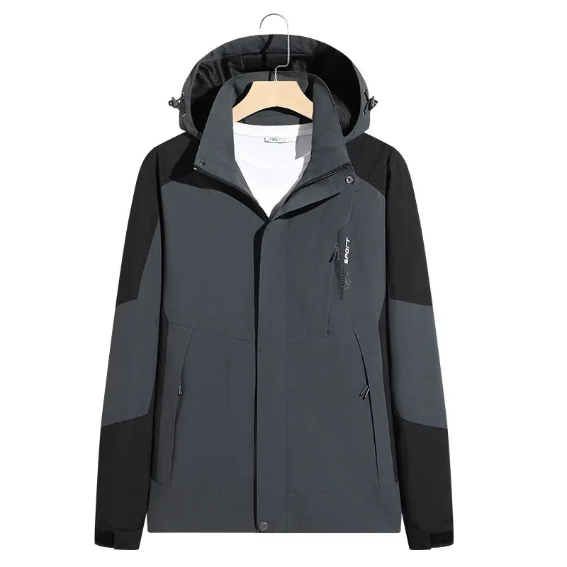 SUENTA Unisex-Skijacke Modische Wandern Skifahren Wind Schützt Schwarz Grau