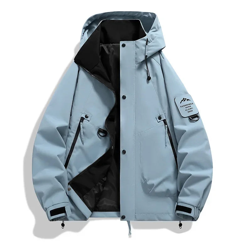 SUENTA Unisex Kapuze Skijacke Mit Langarm Lockere Schnitt Paare Blau