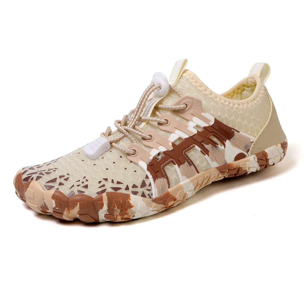 SUENTA Herren Damen Barfußschuhe Wasserdichte Farbenfrohe Design Beige