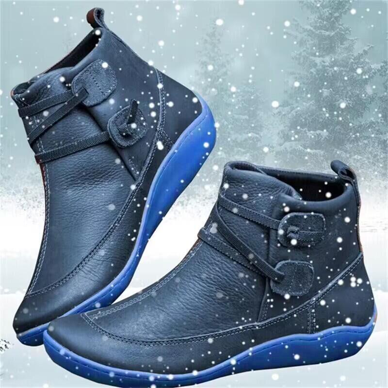 SUENTA Damen Leder Winterstiefel Komfortable Warme Bequem Praktisch Blau