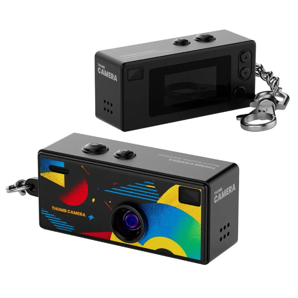 SUENTA Ourlife | Mini Keychain Digital Camera with 0.96 Inch Screen - Retro 1080P Small Camcorder & Pocket Video Recorder with Flash, SD Card Support Black