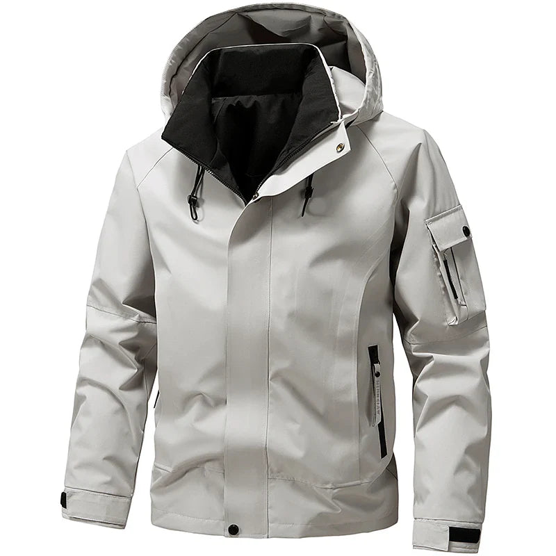 SUENTA Herren Softshell Jacke Mit Taschen Kapuze Reißverschluss Grau