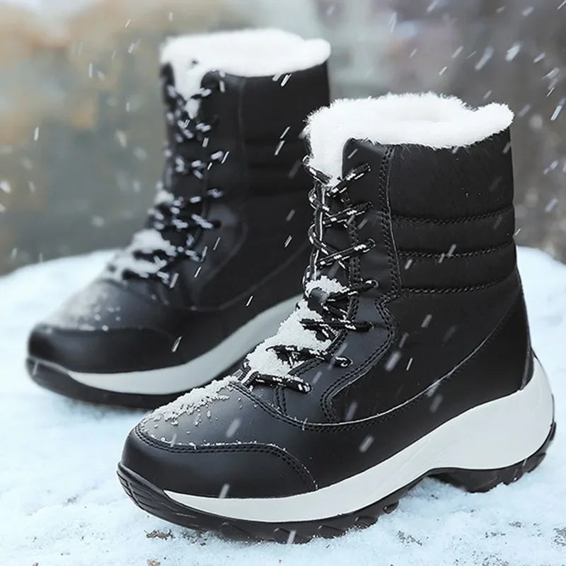 SUENTA Damen Plateau-Schneestiefel Schnürung Hohe Sohle Winteralltag - Winterstiefel
