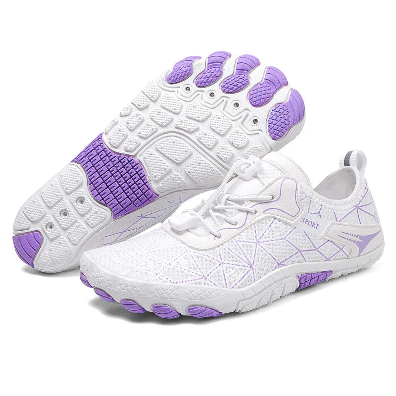 SUENTA Unisex Barfußschuhe Stylische Wasserdicht Strand Wassersport Weiß