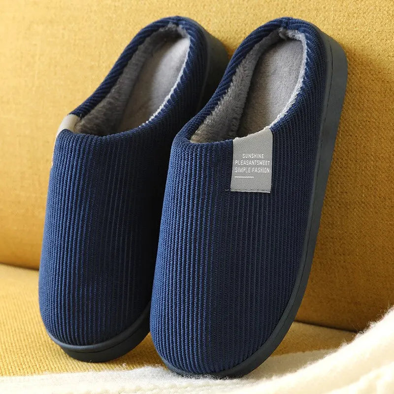SUENTA Unisex-Hausschuhe Kuschelige Wärme Atmungsaktiv Tragekomfort Marineblau