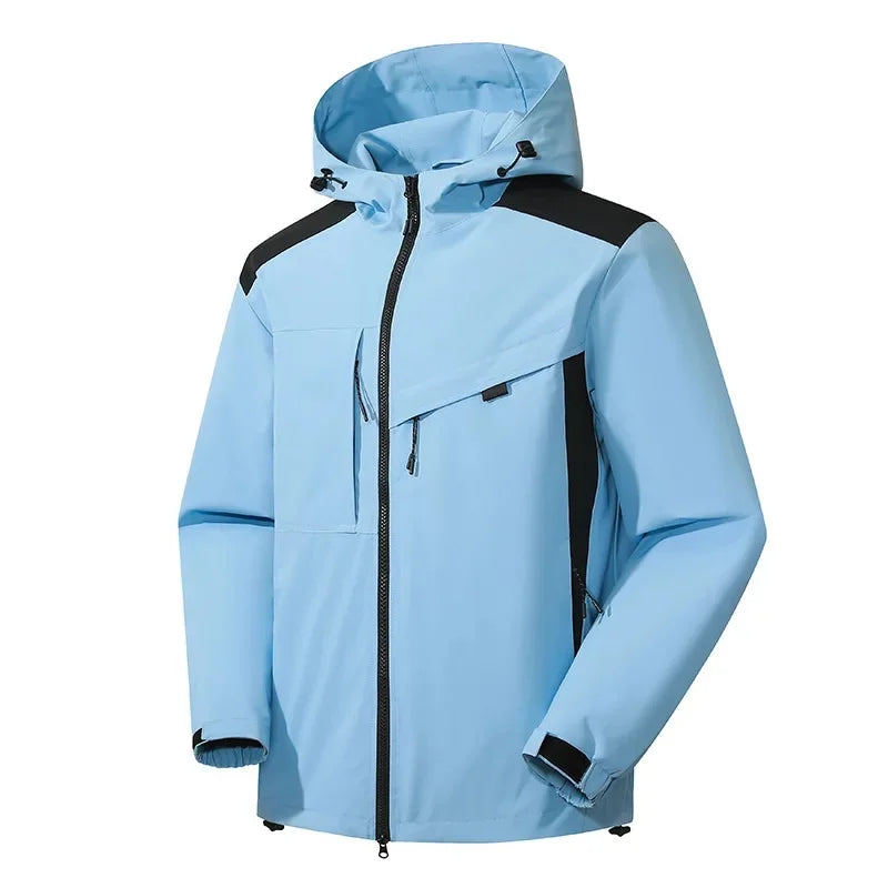 SUENTA Skijacke Lässige Skijacke mit Kapuze für Herren Sportlich Himmelblau