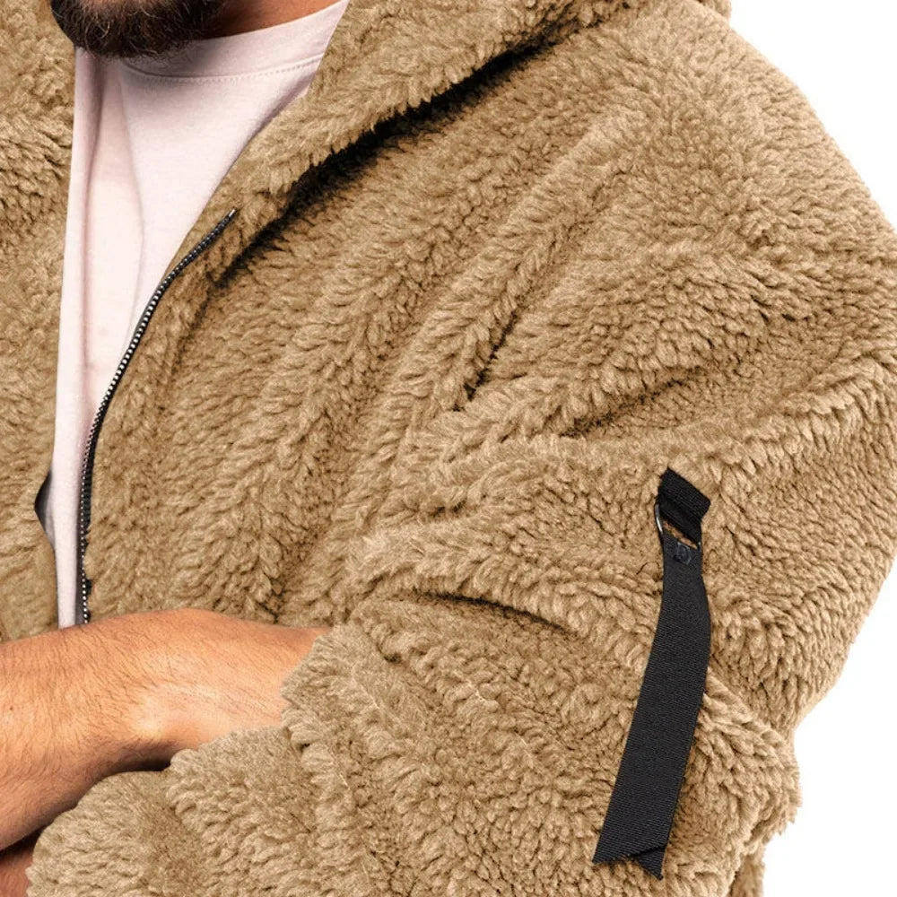 SUENTA Herren Kapuze Fleece Jacke Reißverschluss Taschen Winter