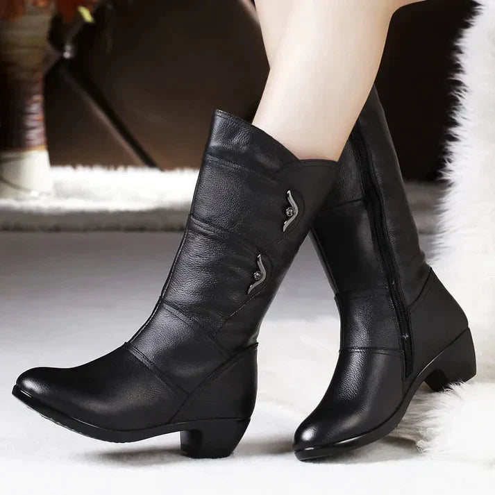 SUENTA Schwarze Winterstiefel für Damen | Warme - Winterstiefel
