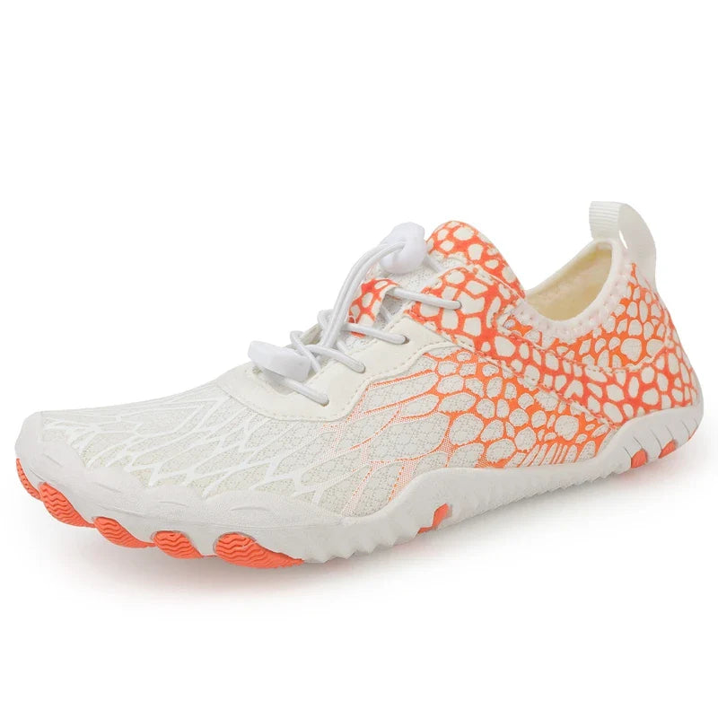 SUENTA Unisex Barfußschuhe Wasserdicht Minimalistisches Design Weiß Orange