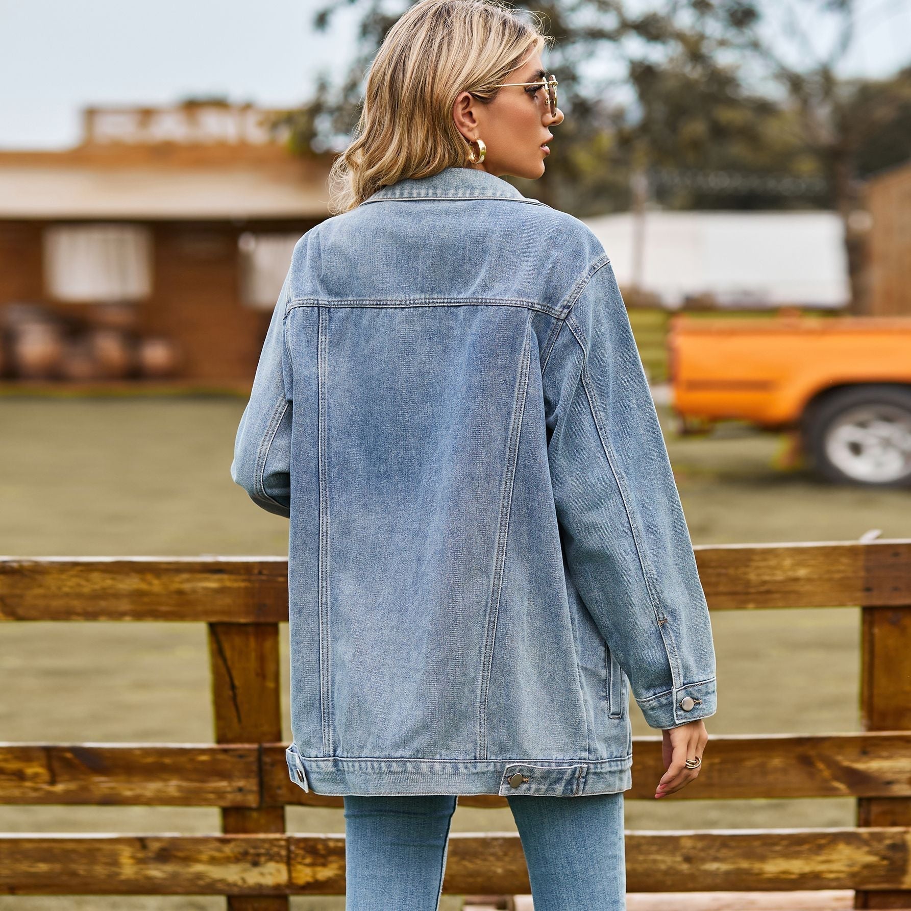 SUENTA Damen Jeansjacke – Denim Jacke mit Knopfverschluss Party