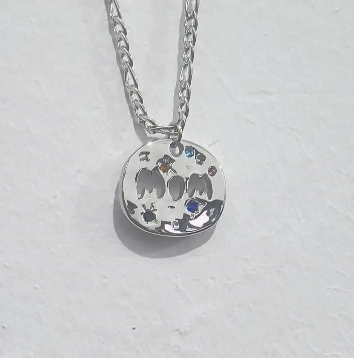 SUENTA Mother's Day MAMA Necklace Gift - Irregular Circular Guardian Pendant in Waterproof Stainless Steel, Dainty Mom Jewelry Gift for Women mom-2