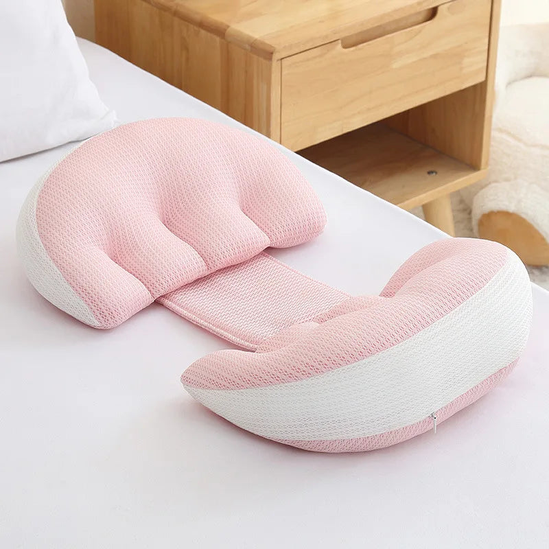 SUENTA U-Shaped Pregnancy Pillow for Side Sleeping - Ergonomic Full Body Maternity Cushion for Abdominal Support, Waist & Back Pain Relief Light Pink