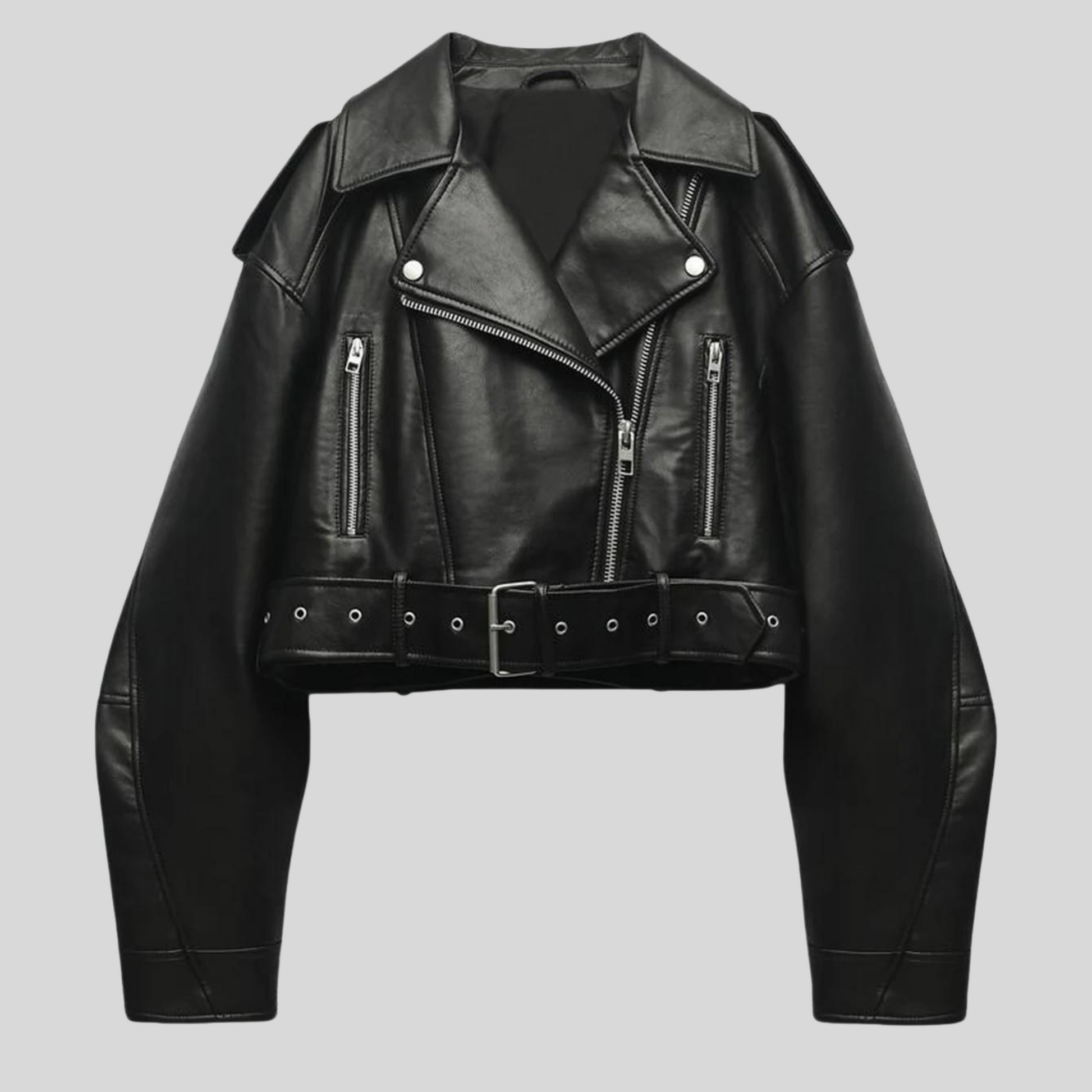 SUENTA Damen Lederjacke Welt Der Mode Stil Eleganz Alltag Schwarz