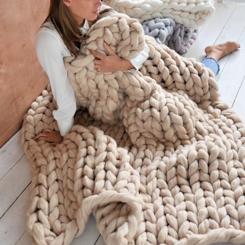 SUENTA 1000 Gramm XXL Grobstrickgarn Weiches Garn Für Decken Beige