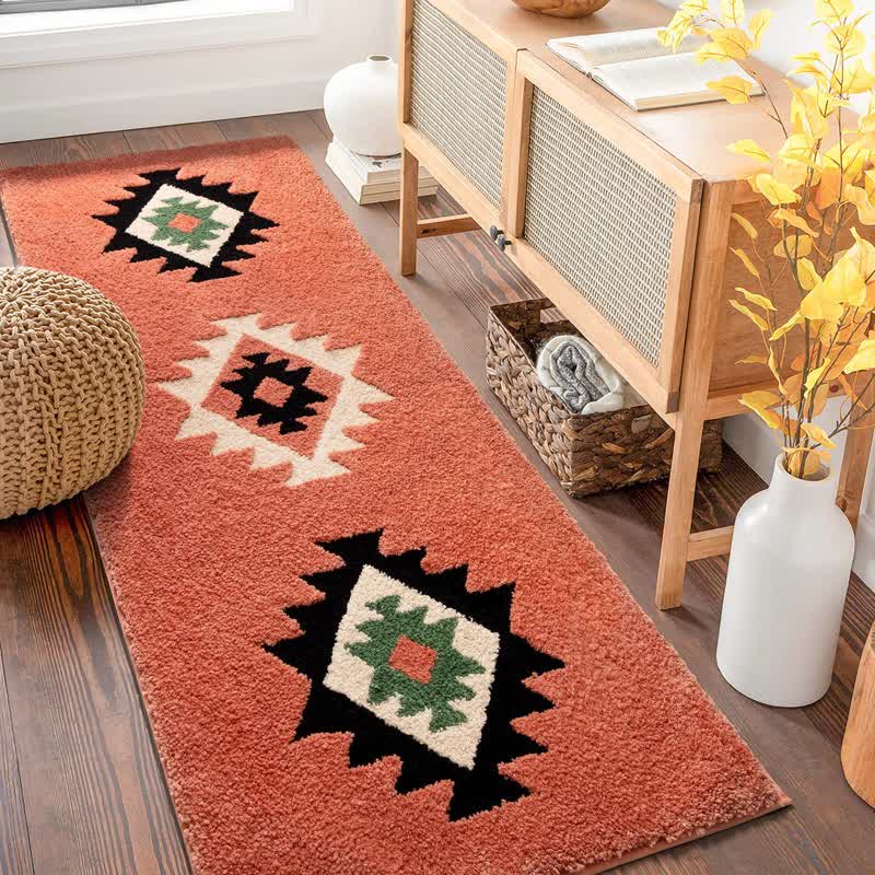 SUENTA Absorbierender Bohemian Teppich Für Gemütliche Schlafzimmer Orange