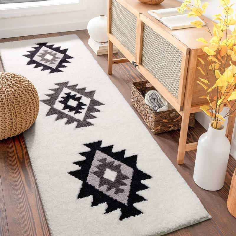 SUENTA Absorbierender Bohemian Teppich Für Gemütliche Schlafzimmer Weiß