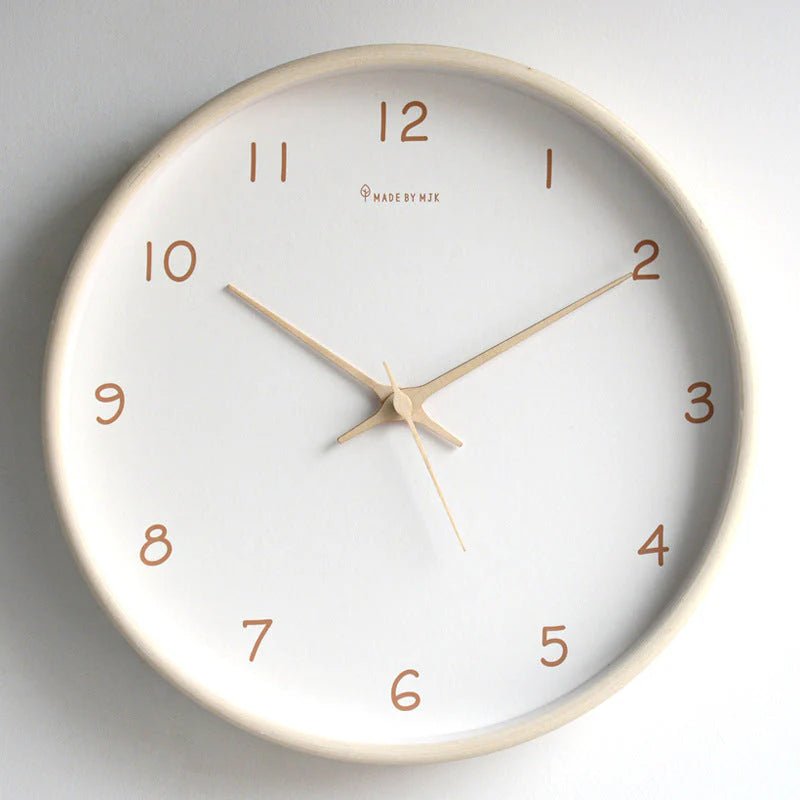 SUENTA Analoge Wanduhr Aus Massivholz Minimalistisches Design Creme