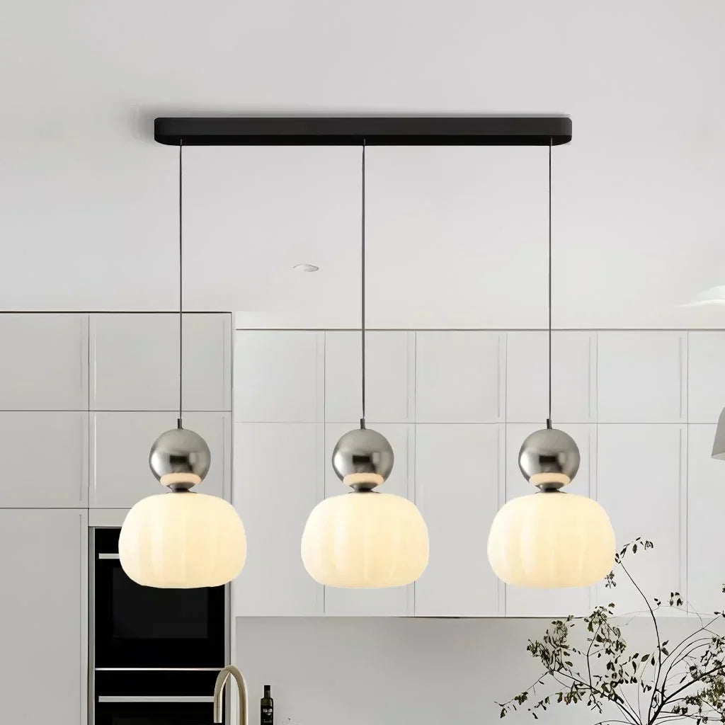 SUENTA Art Deco Pendelleuchte Glas Modern Für Wohnzimmer Ideal Drei Köpfe Silber