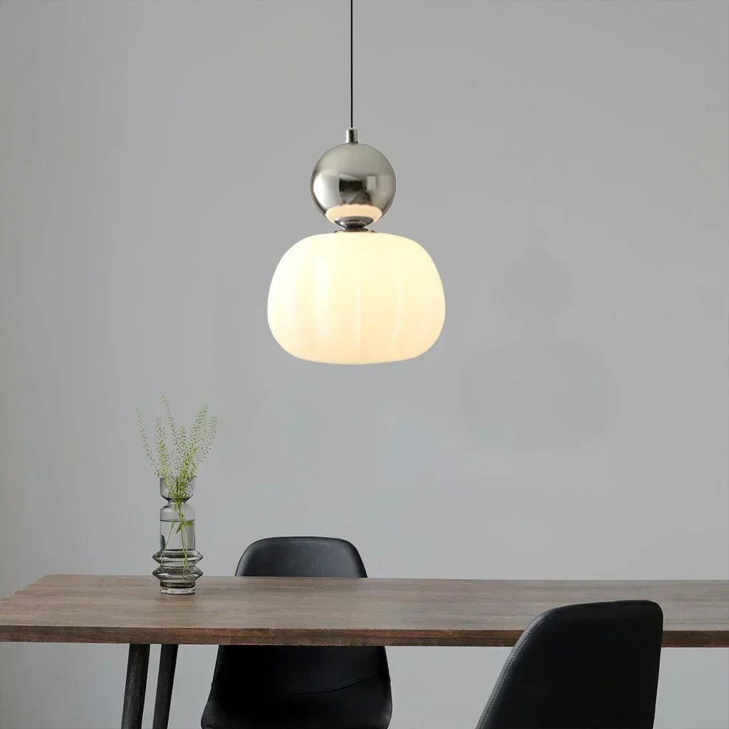 SUENTA Art Deco Pendelleuchte Glas Modern Für Wohnzimmer Ideal Ein Kopf Silber